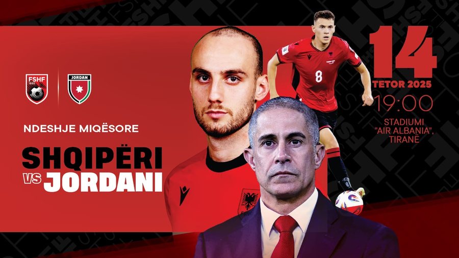 Shqipëria luan ndeshje miqësore me Jordaninë më 14 tetor