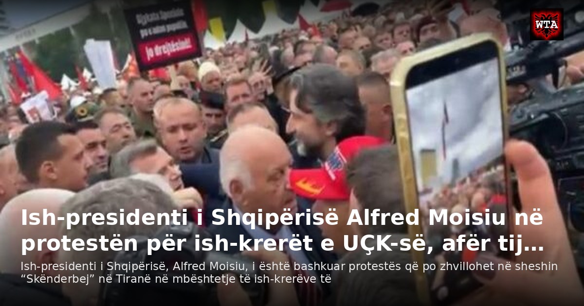 Ish-presidenti i Shqipërisë Alfred Moisiu në protestën për ish-krerët e UÇK-së, afër tij…