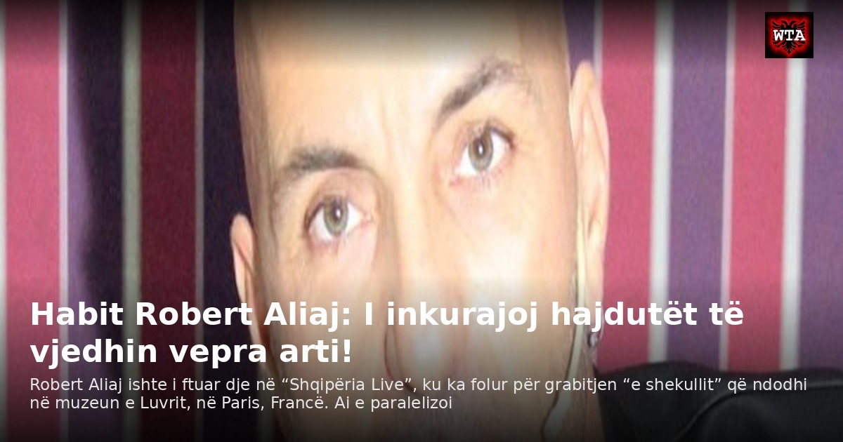 Habit Robert Aliaj: I inkurajoj hajdutët të vjedhin vepra arti!