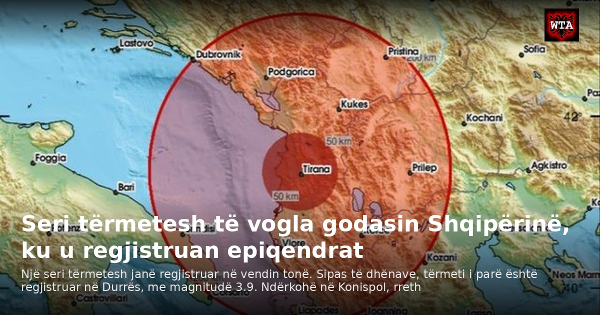 Seri tërmetesh të vogla godasin Shqipërinë, ku u regjistruan epiqendrat