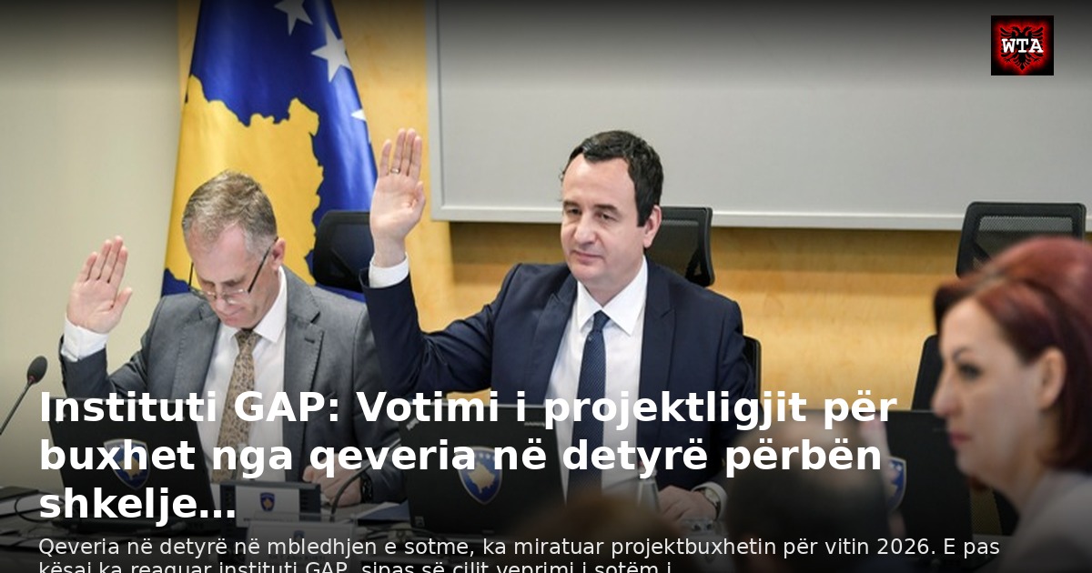 Instituti GAP: Votimi i projektligjit për buxhet nga qeveria në detyrë përbën shkelje…
