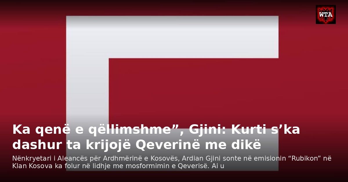 Ka qenë e qëllimshme”, Gjini: Kurti s’ka dashur ta krijojë Qeverinë me dikë