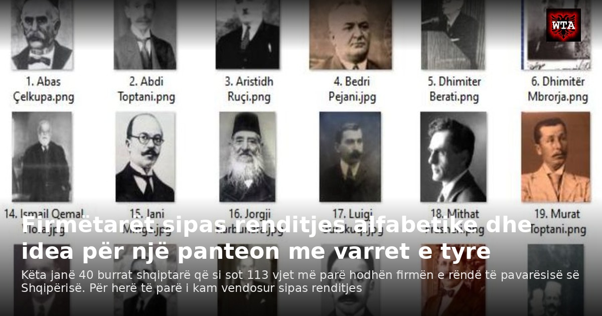Firmëtarët sipas renditjes alfabetike dhe idea për një panteon me varret e tyre