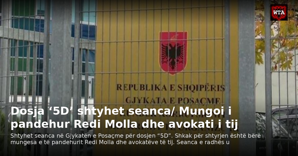 Dosja ‘5D’ shtyhet seanca/ Mungoi i pandehur Redi Molla dhe avokati i tij