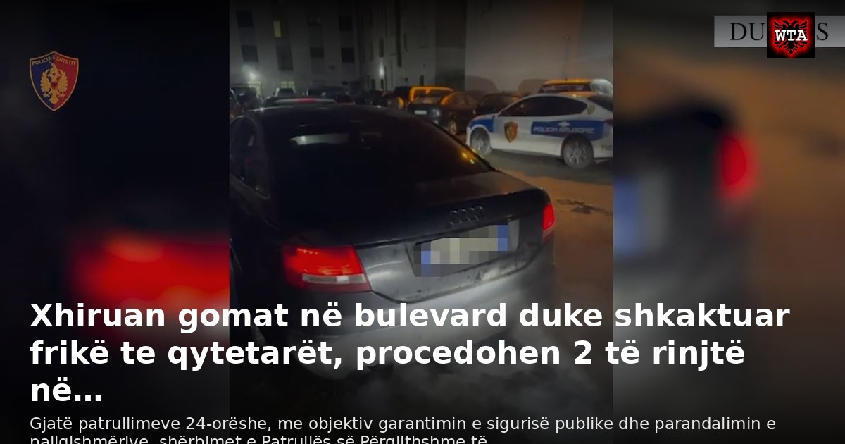 Xhiruan gomat në bulevard duke shkaktuar frikë te qytetarët, procedohen 2 të rinjtë në…