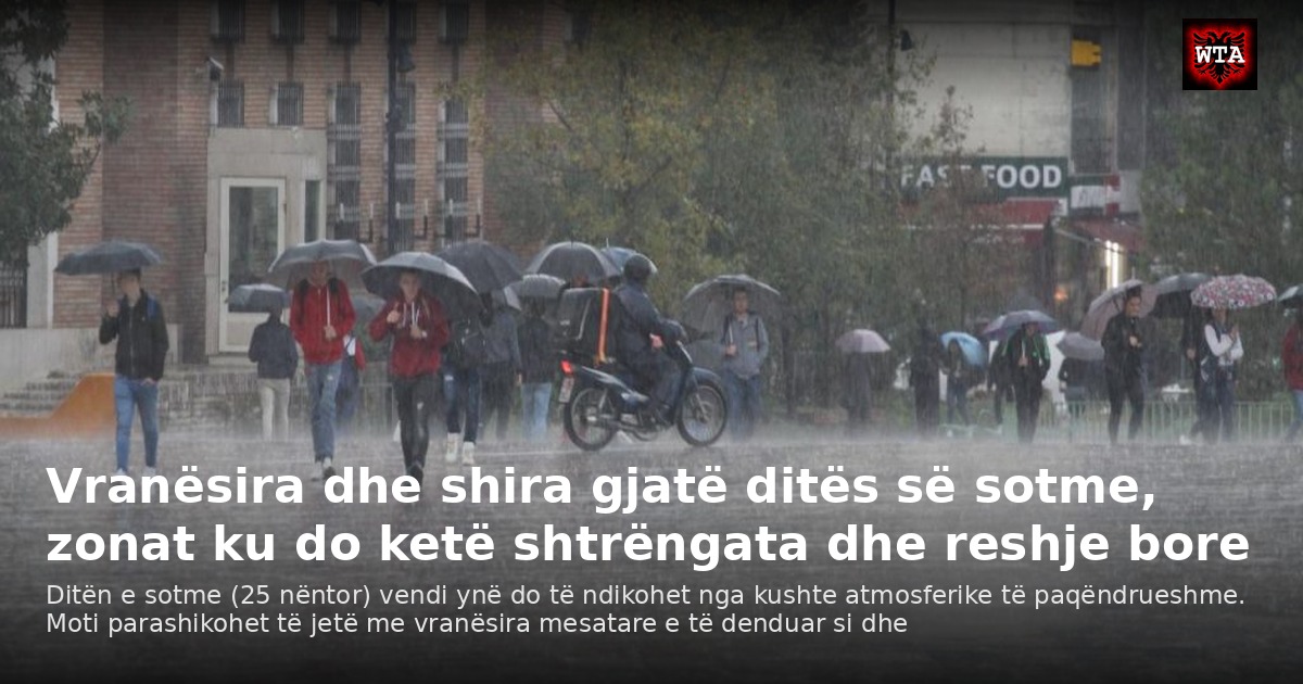 Vranësira dhe shira gjatë ditës së sotme, zonat ku do ketë shtrëngata dhe reshje bore
