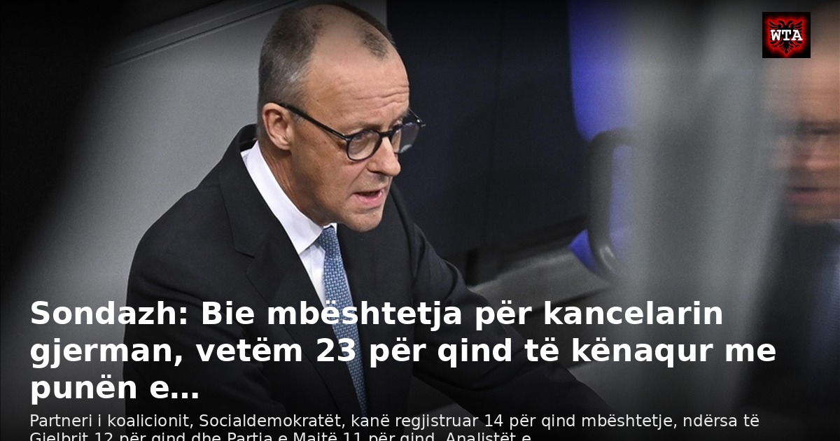 Sondazh: Bie mbështetja për kancelarin gjerman, vetëm 23 për qind të kënaqur me punën e…