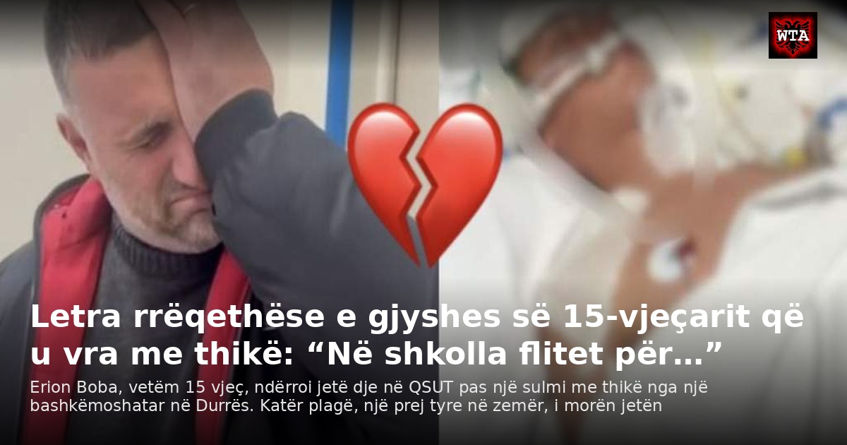 Letra rrëqethëse e gjyshes së 15-vjeçarit që u vra me thikë: “Në shkolla flitet për…”