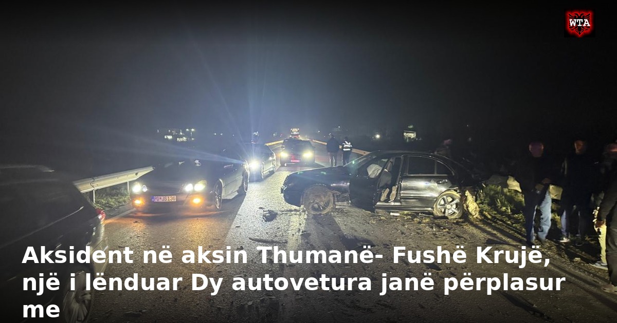 Aksident në aksin Thumanë- Fushë Krujë, një i lënduar Dy autovetura janë përplasur me