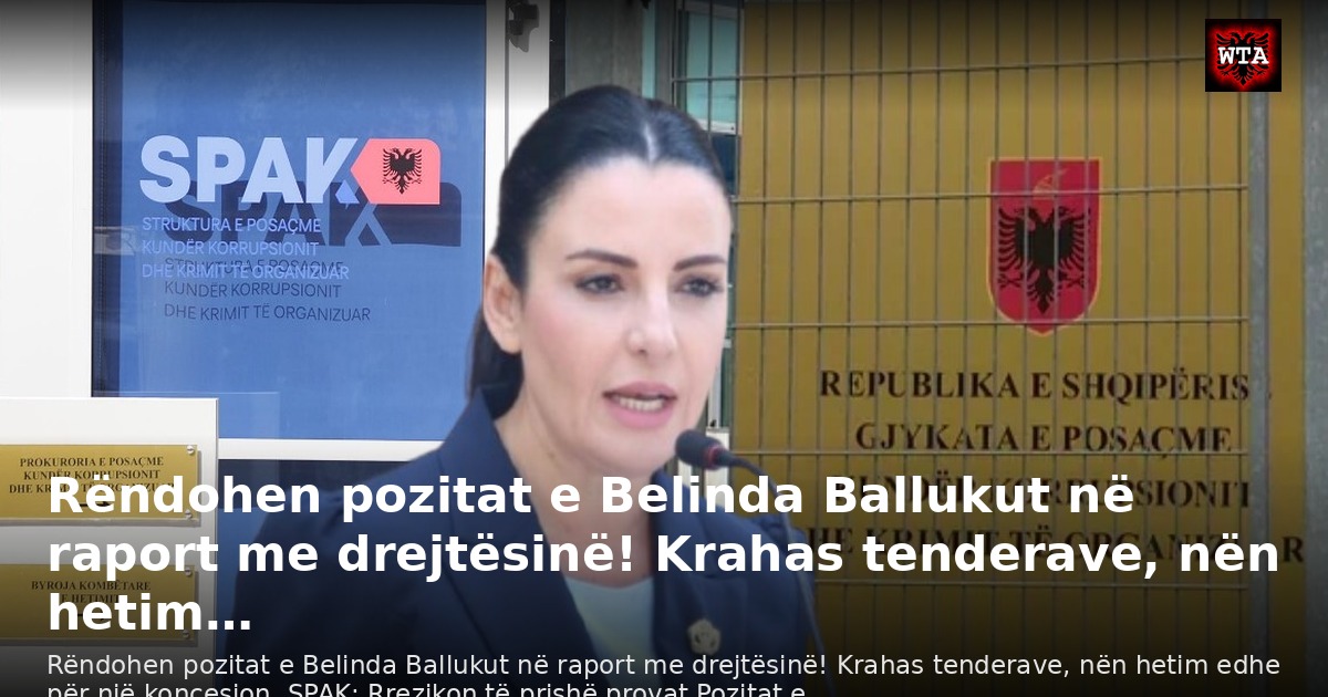 Rëndohen pozitat e Belinda Ballukut në raport me drejtësinë! Krahas tenderave, nën hetim…