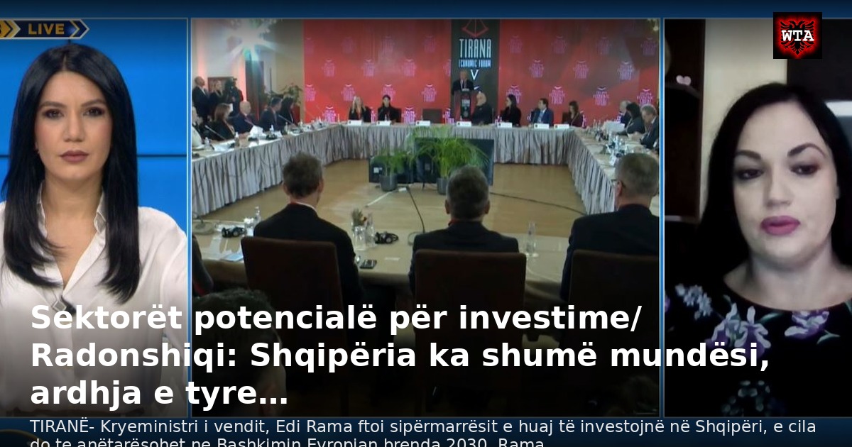Sektorët potencialë për investime/ Radonshiqi: Shqipëria ka shumë mundësi, ardhja e tyre…