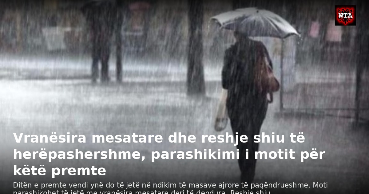 Vranësira mesatare dhe reshje shiu të herëpashershme, parashikimi i motit për këtë premte