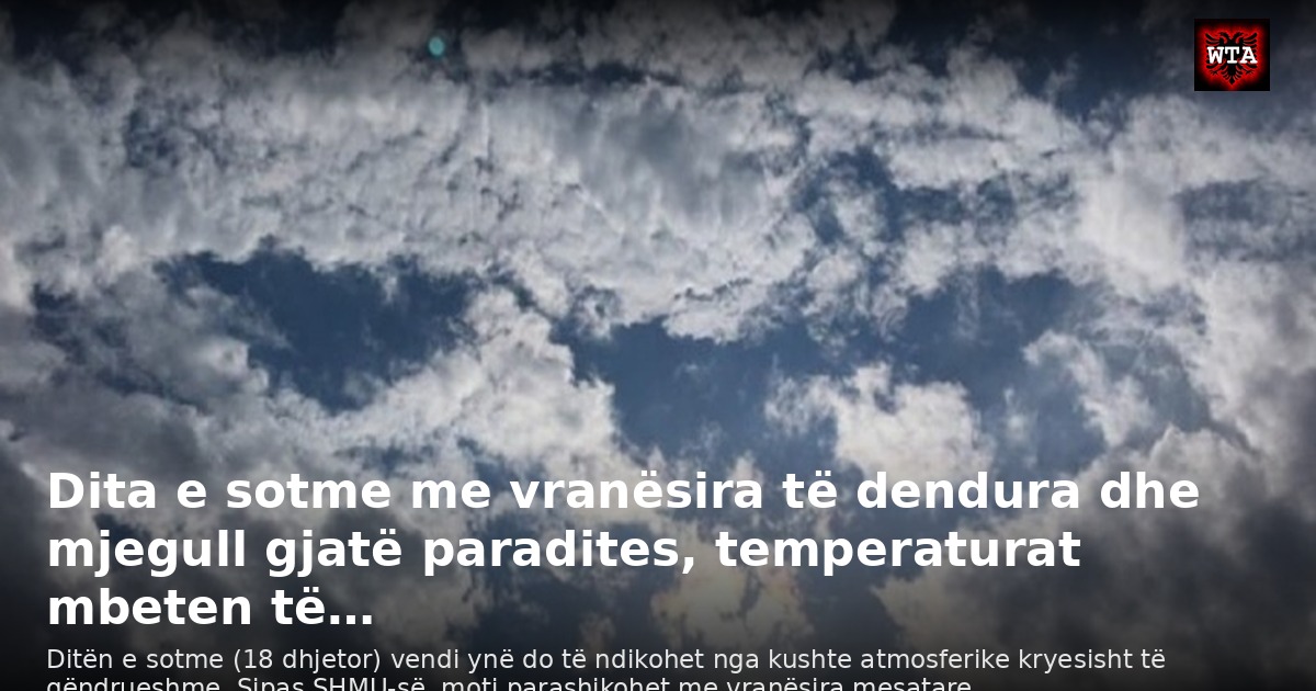 Dita e sotme me vranësira të dendura dhe mjegull gjatë paradites, temperaturat mbeten të…