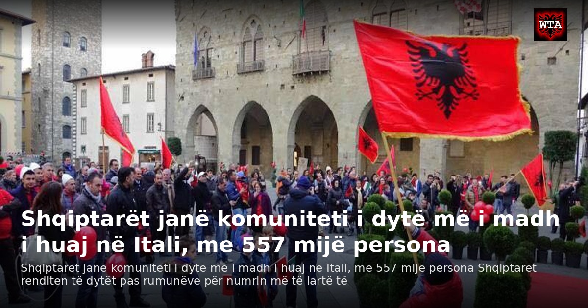 Shqiptarët janë komuniteti i dytë më i madh i huaj në Itali, me 557 mijë persona