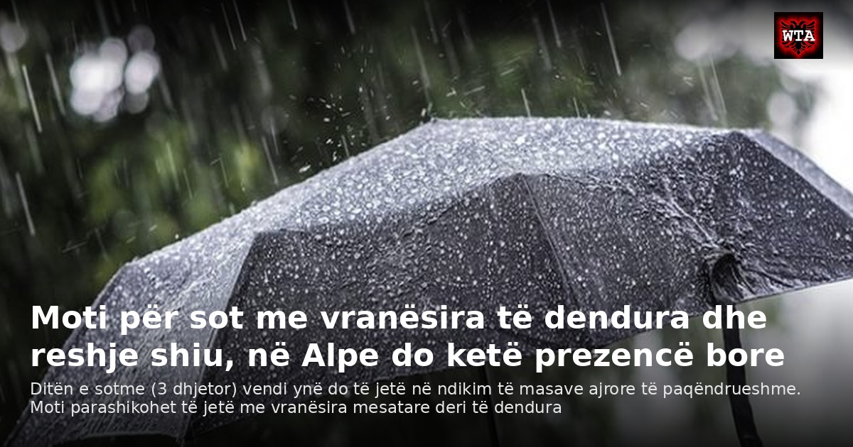 Moti për sot me vranësira të dendura dhe reshje shiu, në Alpe do ketë prezencë bore