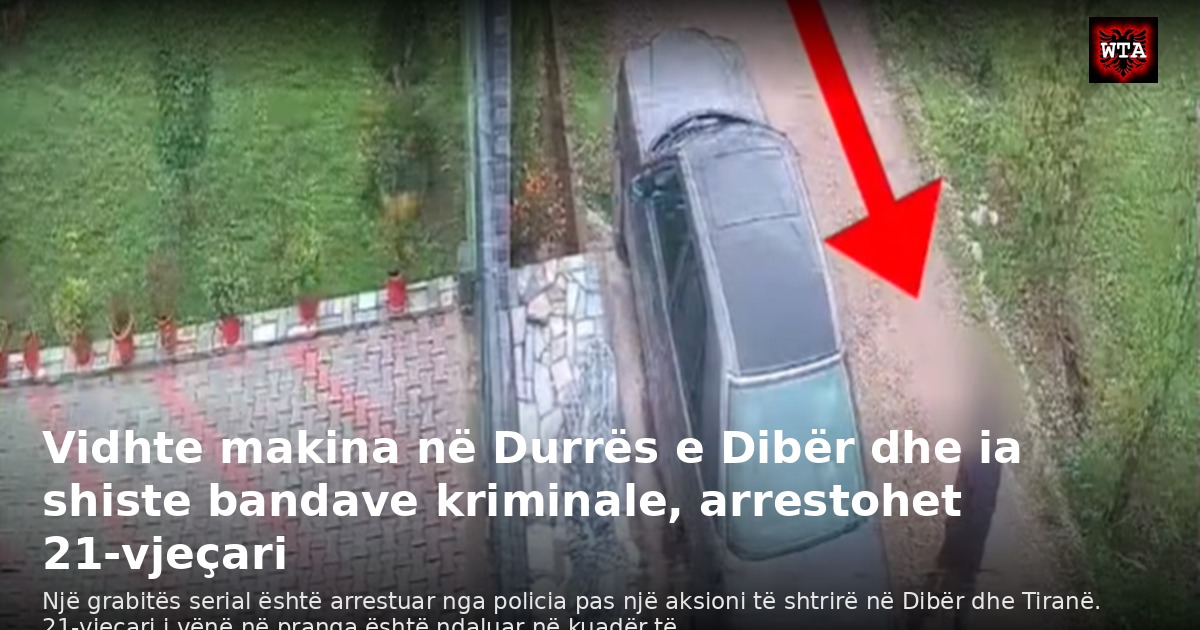 Vidhte makina në Durrës e Dibër dhe ia shiste bandave kriminale, arrestohet 21-vjeçari