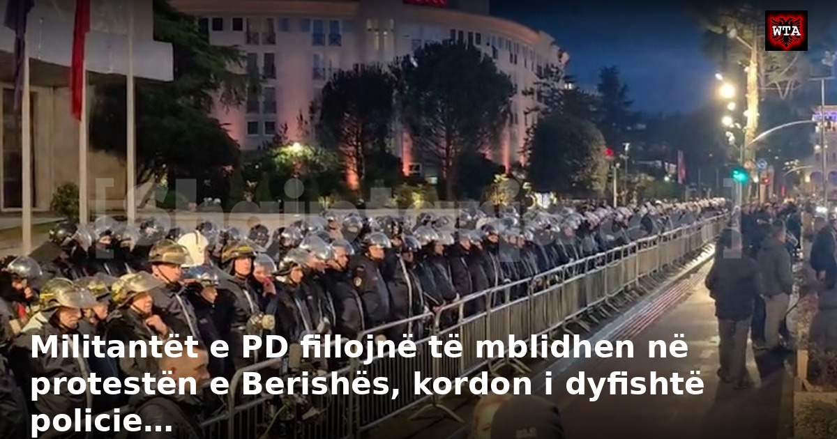 Militantët e PD fillojnë të mblidhen në protestën e Berishës, kordon i dyfishtë policie…
