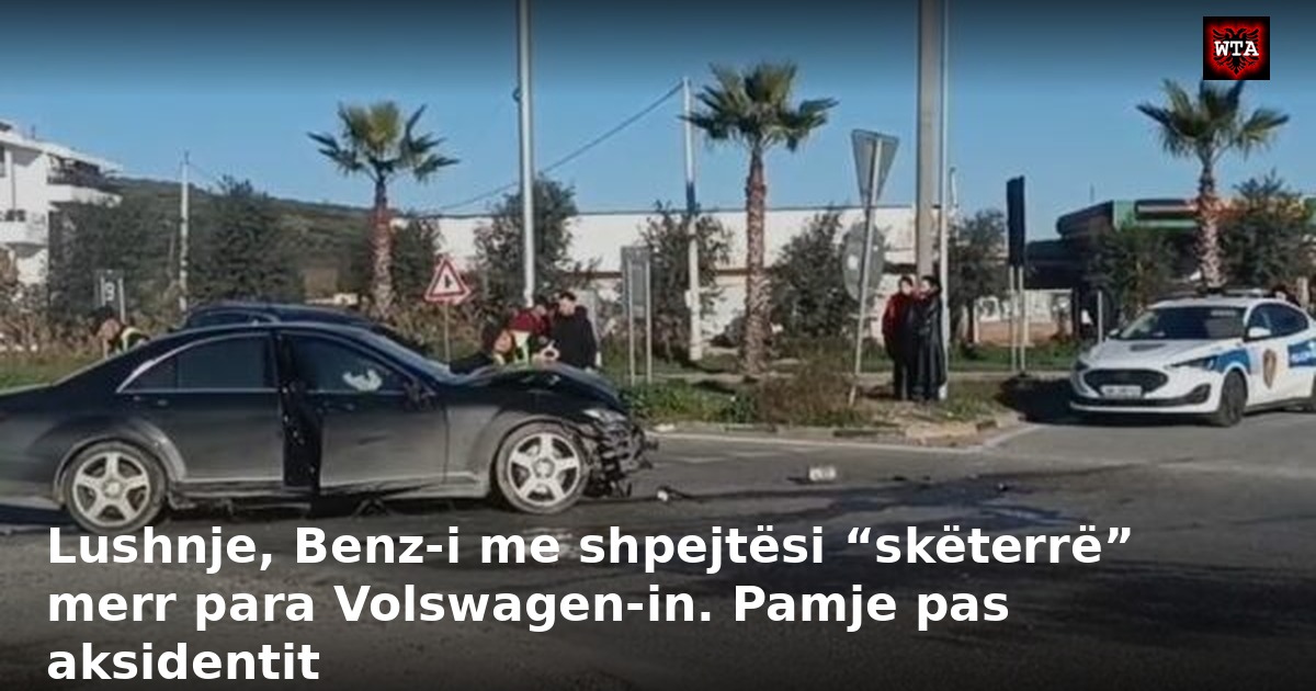 Lushnje, Benz-i me shpejtësi “skëterrë” merr para Volswagen-in. Pamje pas aksidentit