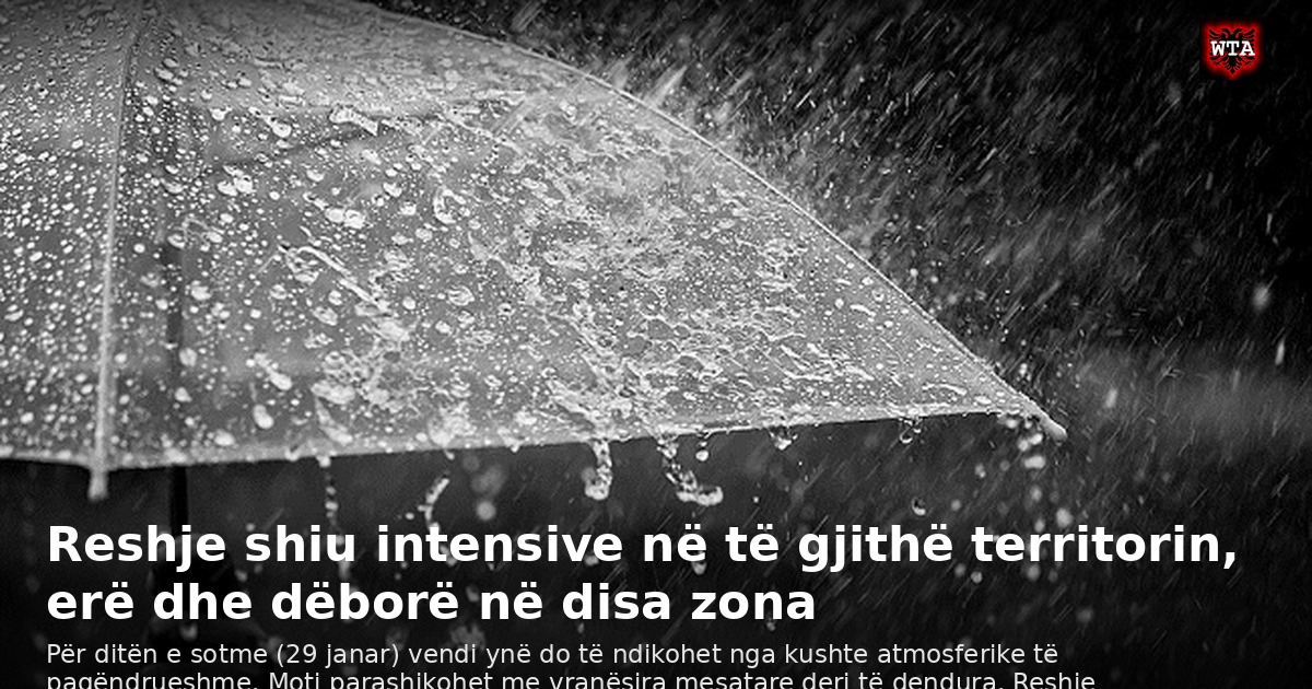 Reshje shiu intensive në të gjithë territorin, erë dhe dëborë në disa zona