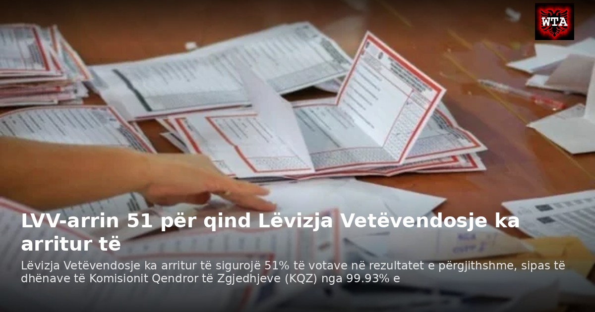 LVV-arrin 51 për qind Lëvizja Vetëvendosje ka arritur të