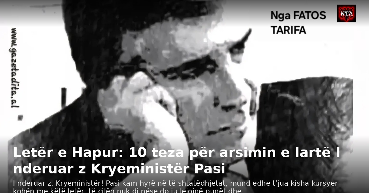 Letër e Hapur: 10 teza për arsimin e lartë I nderuar z Kryeministër Pasi