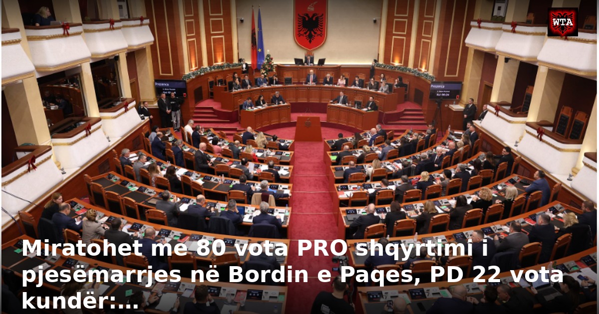 Miratohet me 80 vota PRO shqyrtimi i pjesëmarrjes në Bordin e Paqes, PD 22 vota kundër:…