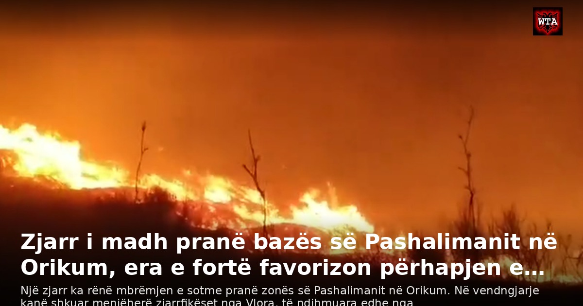 Zjarr i madh pranë bazës së Pashalimanit në Orikum, era e fortë favorizon përhapjen e…