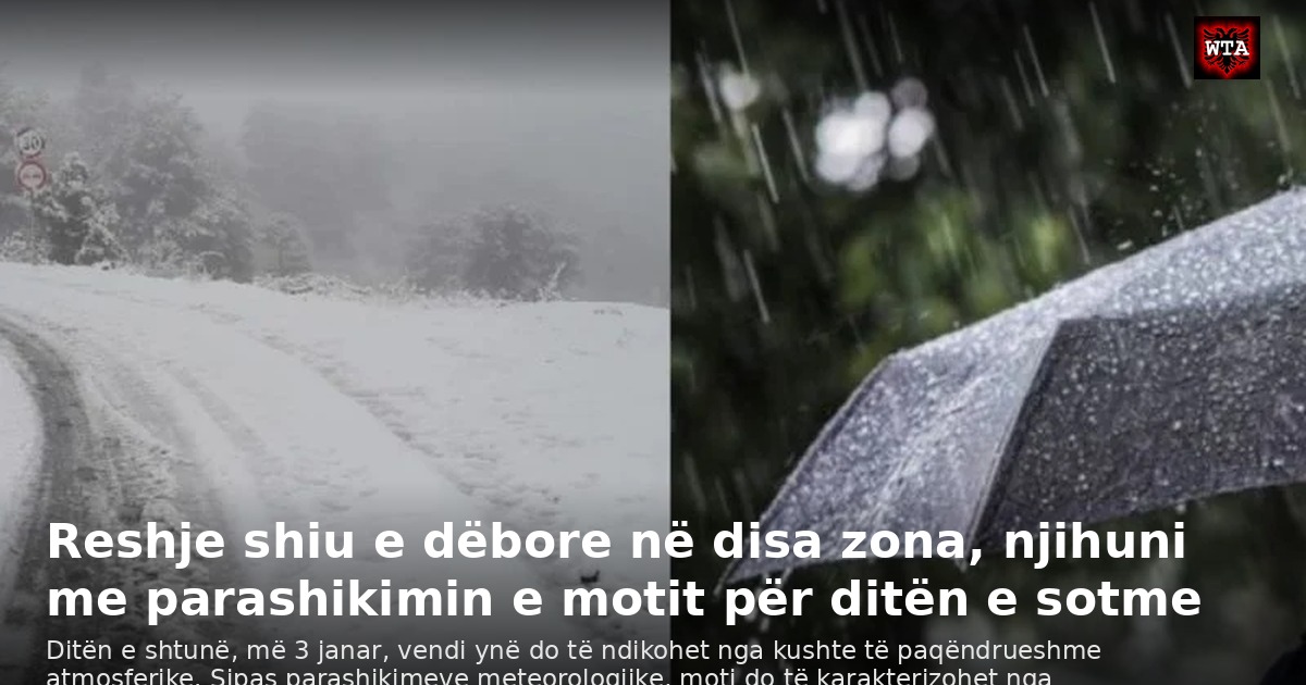 Reshje shiu e dëbore në disa zona, njihuni me parashikimin e motit për ditën e sotme