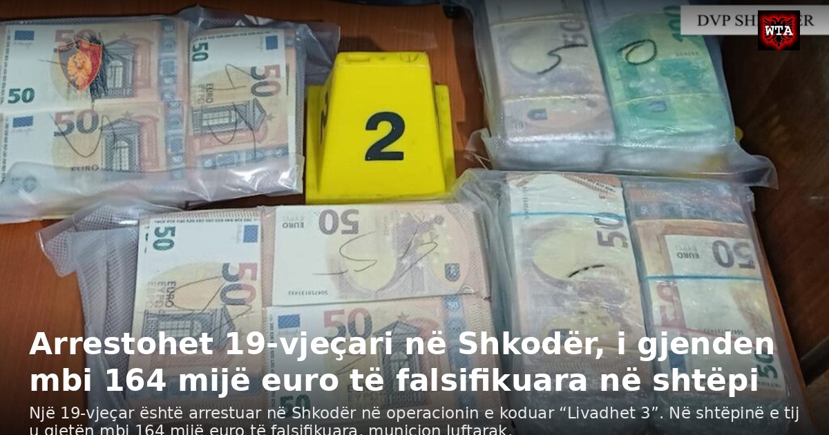 Arrestohet 19-vjeçari në Shkodër, i gjenden mbi 164 mijë euro të falsifikuara në shtëpi