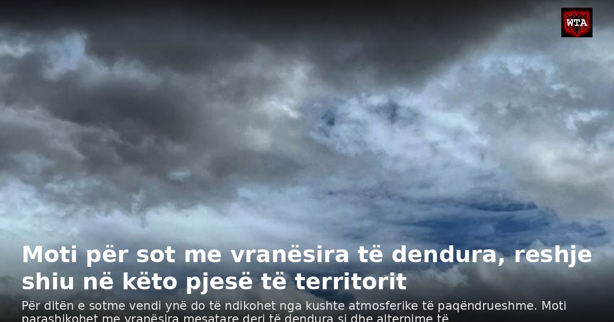 Moti për sot me vranësira të dendura, reshje shiu në këto pjesë të territorit