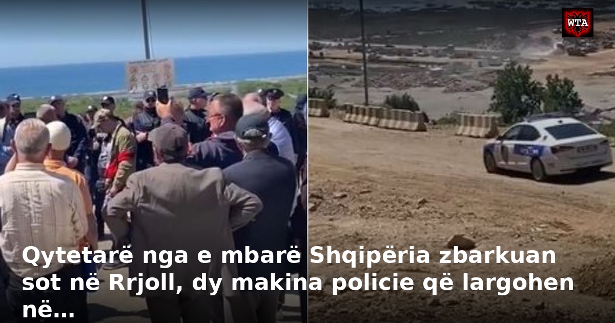 Qytetarë nga e mbarë Shqipëria zbarkuan sot në Rrjoll, dy makina policie që largohen në…