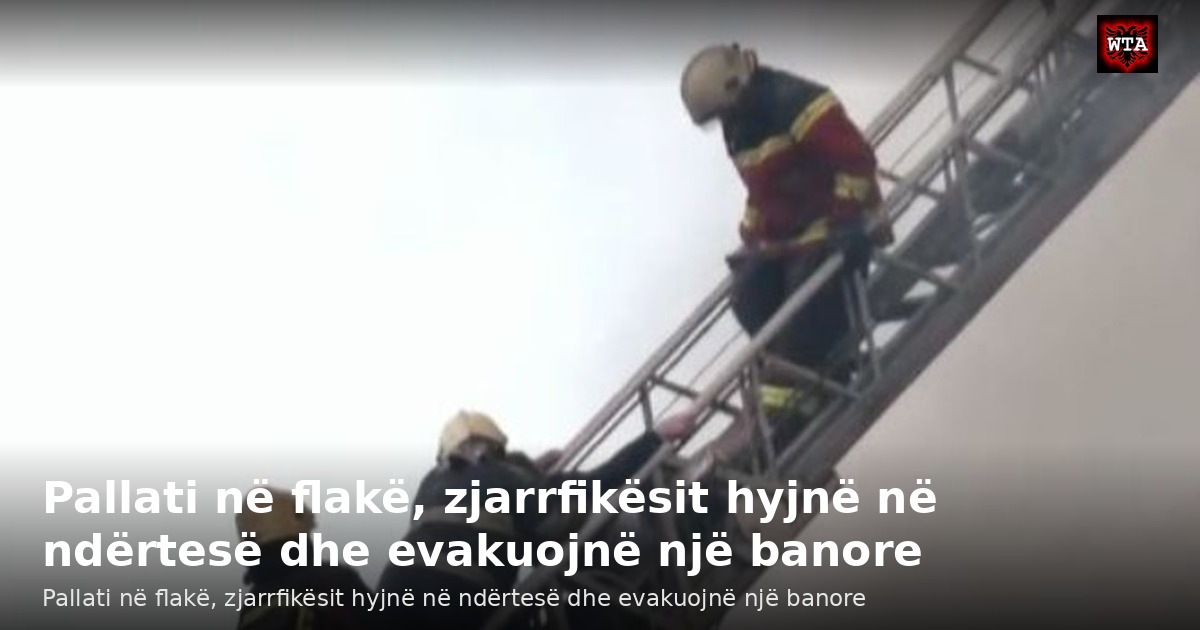 Pallati në flakë, zjarrfikësit hyjnë në ndërtesë dhe evakuojnë një banore