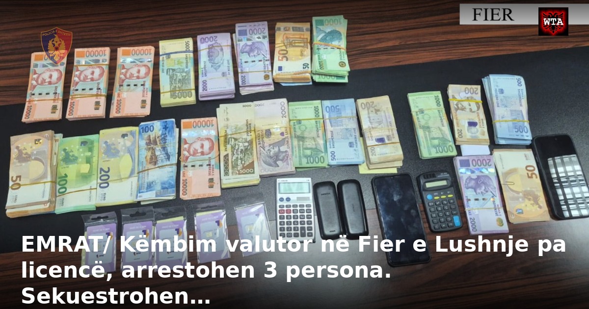 EMRAT/ Këmbim valutor në Fier e Lushnje pa licencë, arrestohen 3 persona. Sekuestrohen…