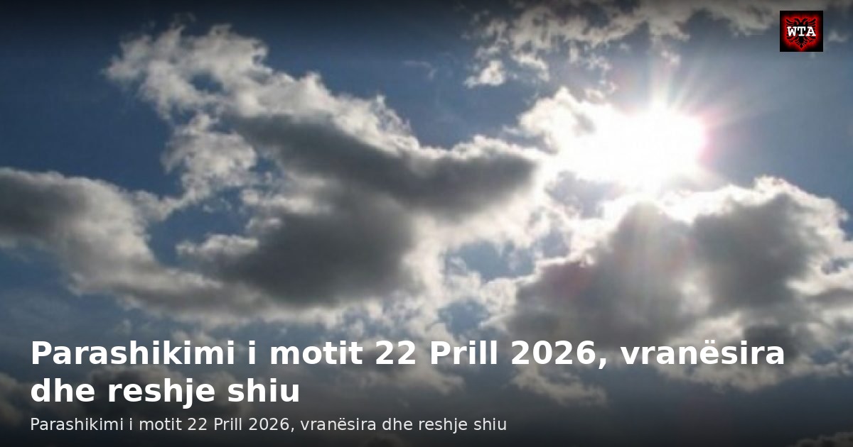 Parashikimi i motit 22 Prill 2026, vranësira dhe reshje shiu