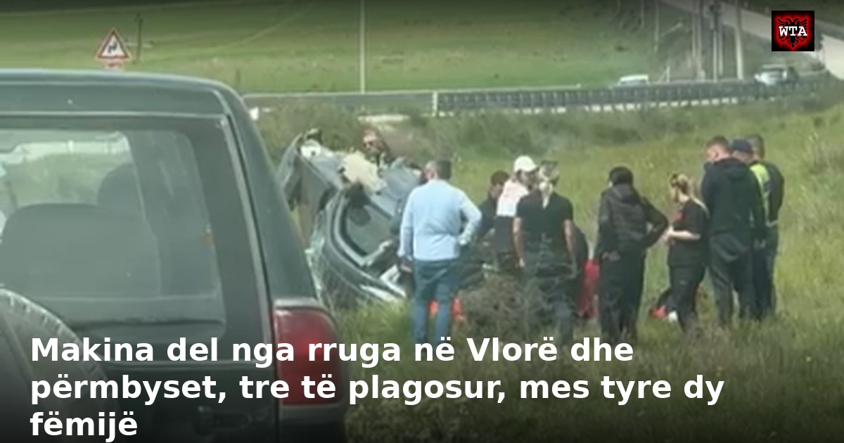 Makina del nga rruga në Vlorë dhe përmbyset, tre të plagosur, mes tyre dy fëmijë