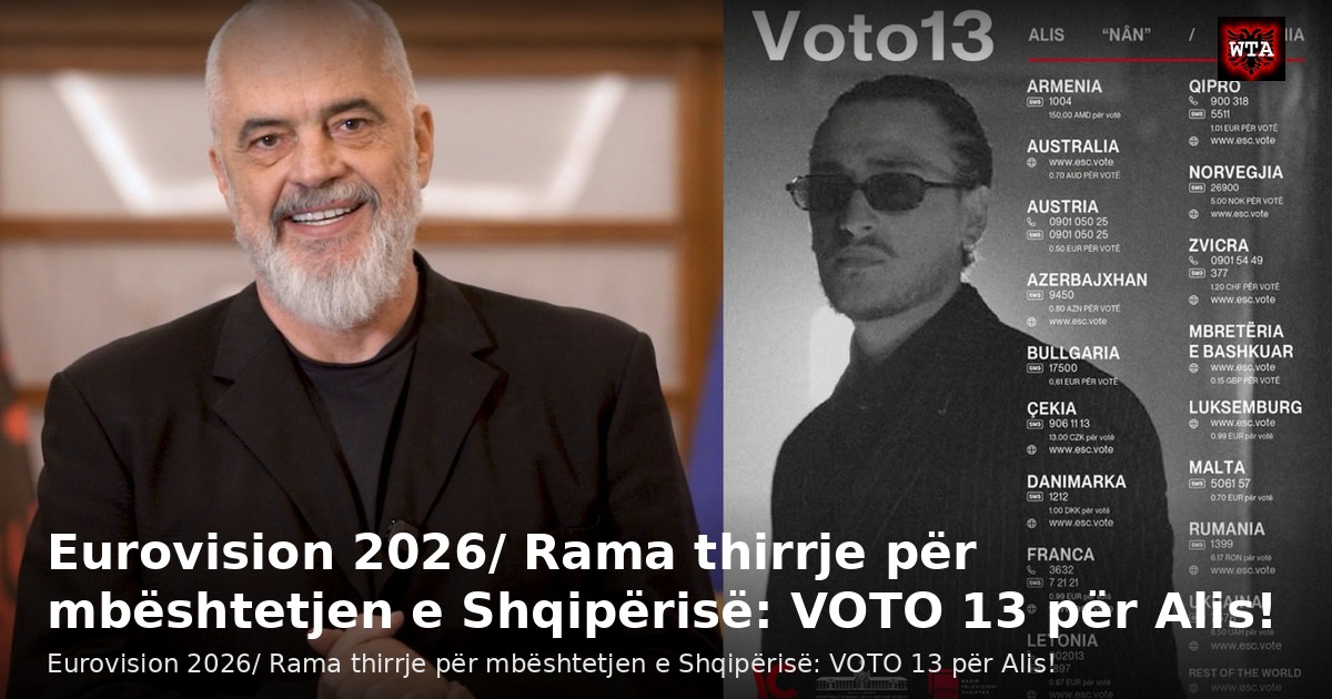 Eurovision 2026/ Rama thirrje për mbështetjen e Shqipërisë: VOTO 13 për Alis!