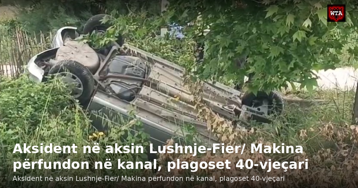 Aksident në aksin Lushnje-Fier/ Makina përfundon në kanal, plagoset 40-vjeçari