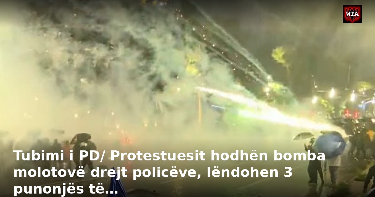 Tubimi i PD/ Protestuesit hodhën bomba molotovë drejt policëve, lëndohen 3 punonjës të…