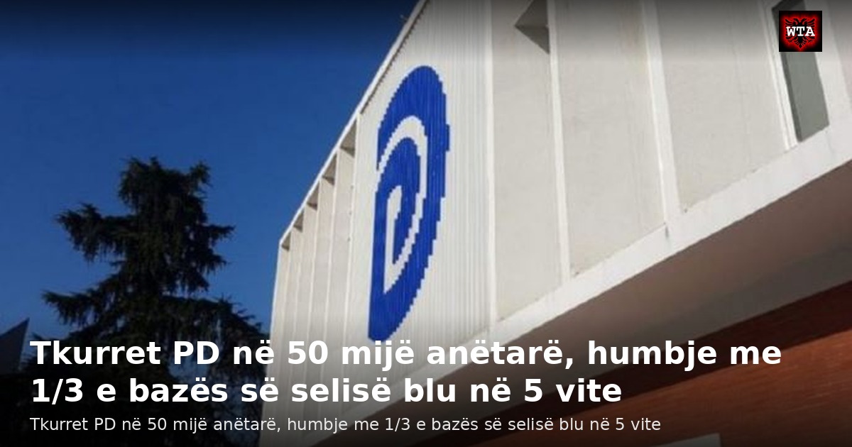 Tkurret PD në 50 mijë anëtarë, humbje me 1/3 e bazës së selisë blu në 5 vite