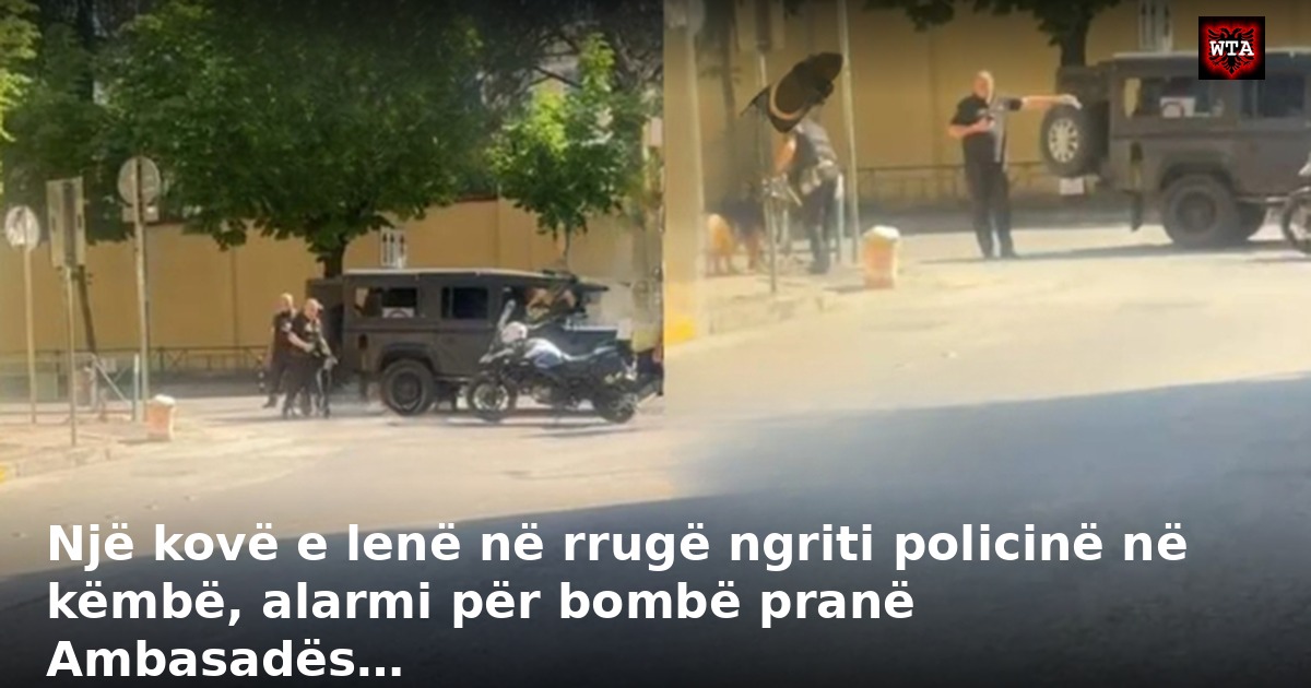 Një kovë e lenë në rrugë ngriti policinë në këmbë, alarmi për bombë pranë Ambasadës…
