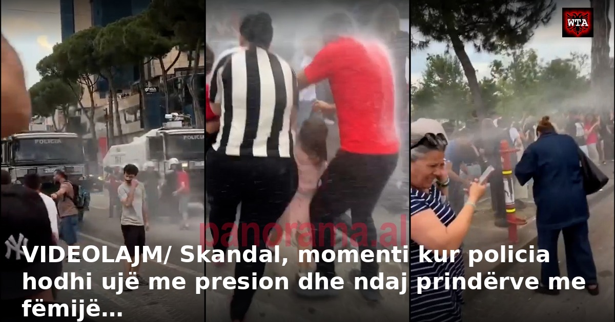 VIDEOLAJM/ Skandal, momenti kur policia hodhi ujë me presion dhe ndaj prindërve me fëmijë…