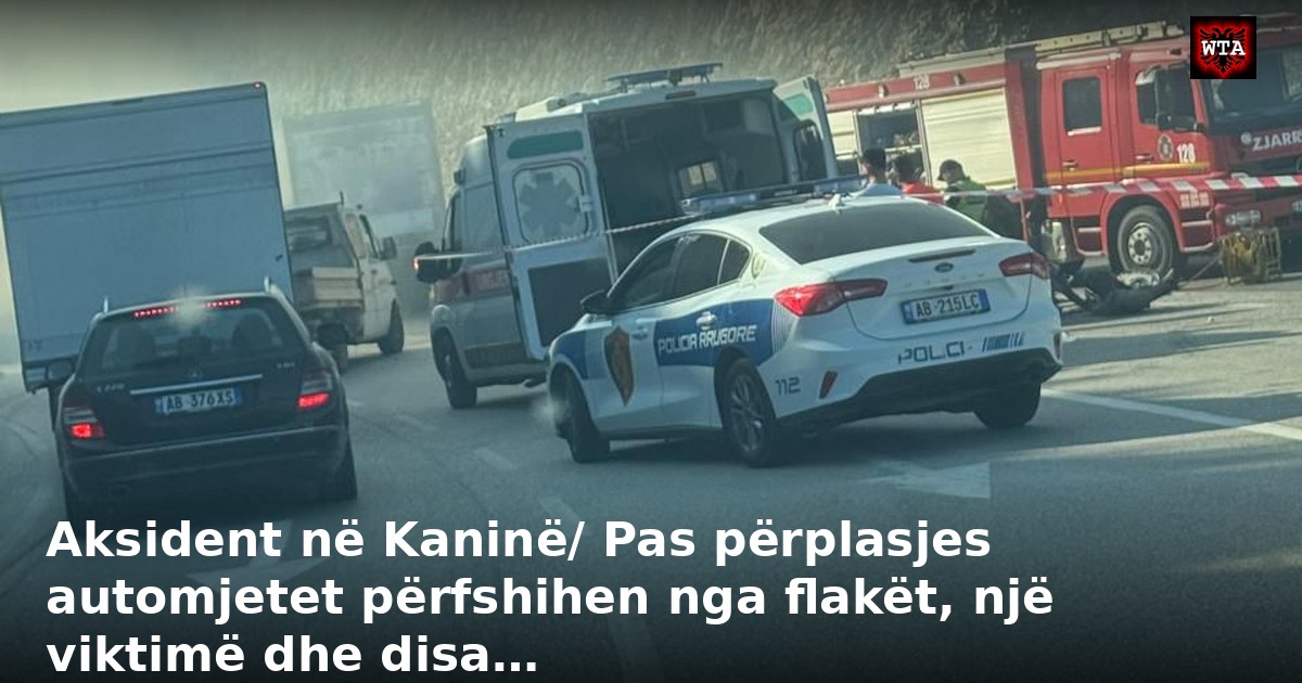 Aksident në Kaninë/ Pas përplasjes automjetet përfshihen nga flakët, një viktimë dhe disa…