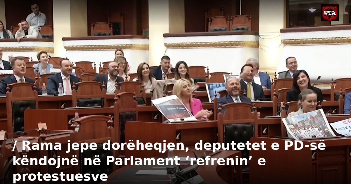/ Rama jepe dorëheqjen, deputetet e PD-së këndojnë në Parlament ‘refrenin’ e protestuesve