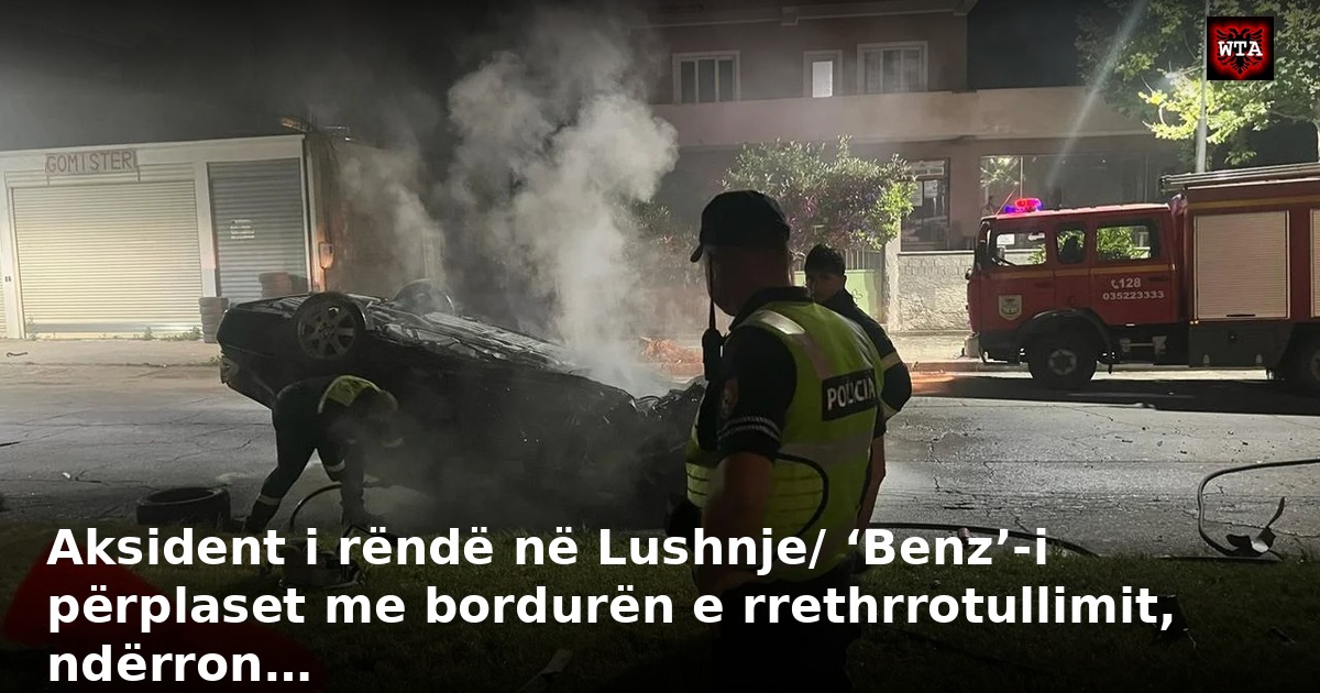 Aksident i rëndë në Lushnje/ ‘Benz’-i përplaset me bordurën e rrethrrotullimit, ndërron…