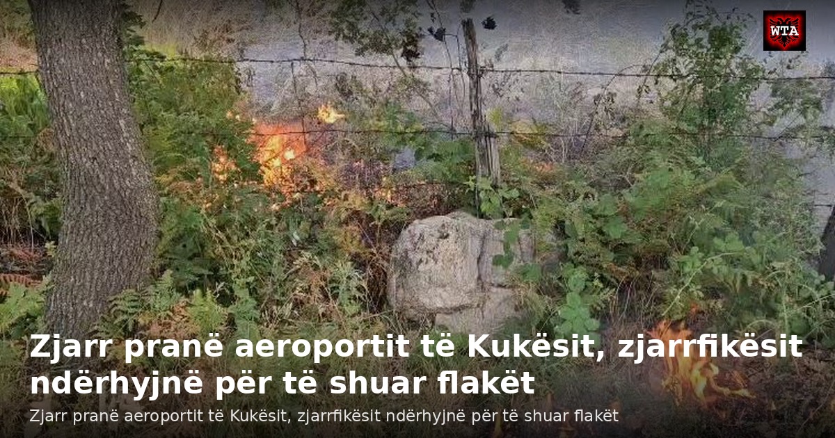 Zjarr pranë aeroportit të Kukësit, zjarrfikësit ndërhyjnë për të shuar flakët