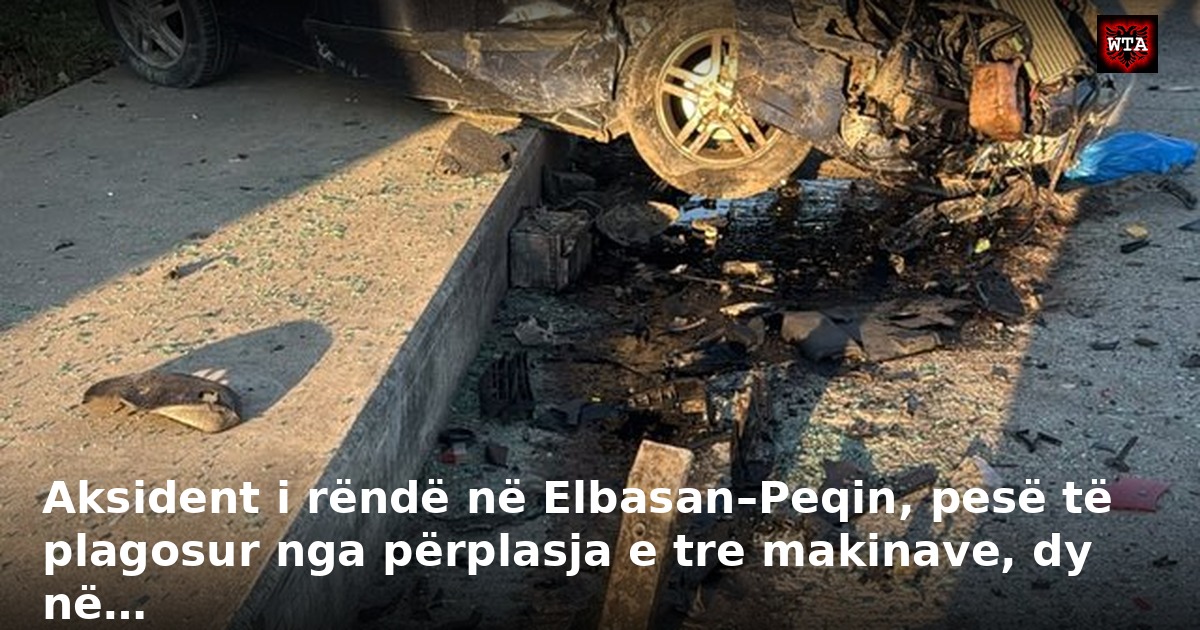 Aksident i rëndë në Elbasan–Peqin, pesë të plagosur nga përplasja e tre makinave, dy në…