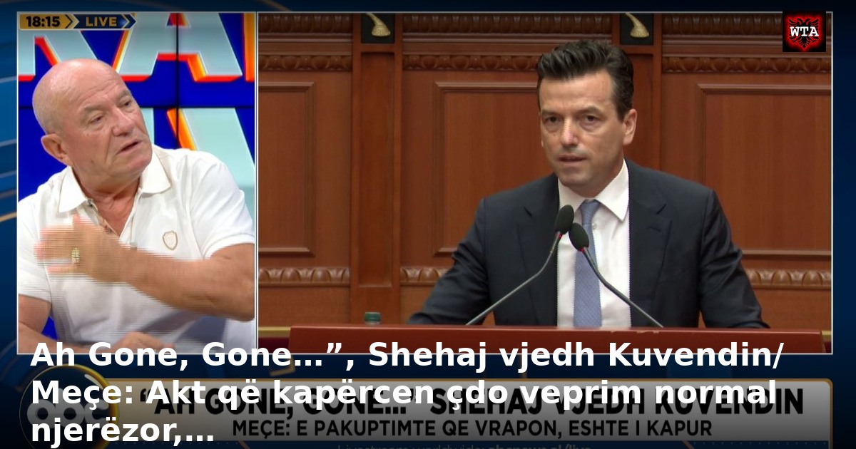 Ah Gone, Gone…”, Shehaj vjedh Kuvendin/ Meçe: Akt që kapërcen çdo veprim normal njerëzor,…