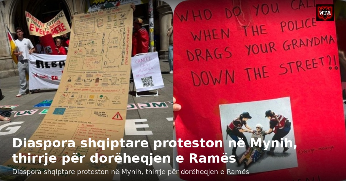Diaspora shqiptare proteston në Mynih, thirrje për dorëheqjen e Ramës