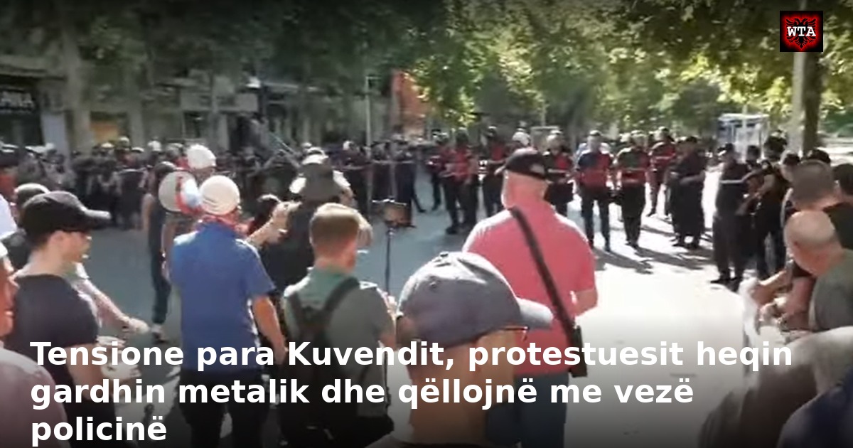 Tensione para Kuvendit, protestuesit heqin gardhin metalik dhe qëllojnë me vezë policinë